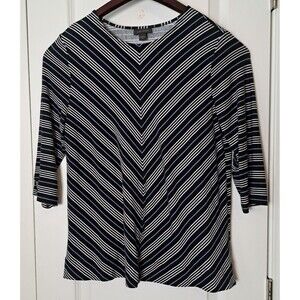 J. Jill Women's Striped Blouse Size M Top Shirt Wearever Collection